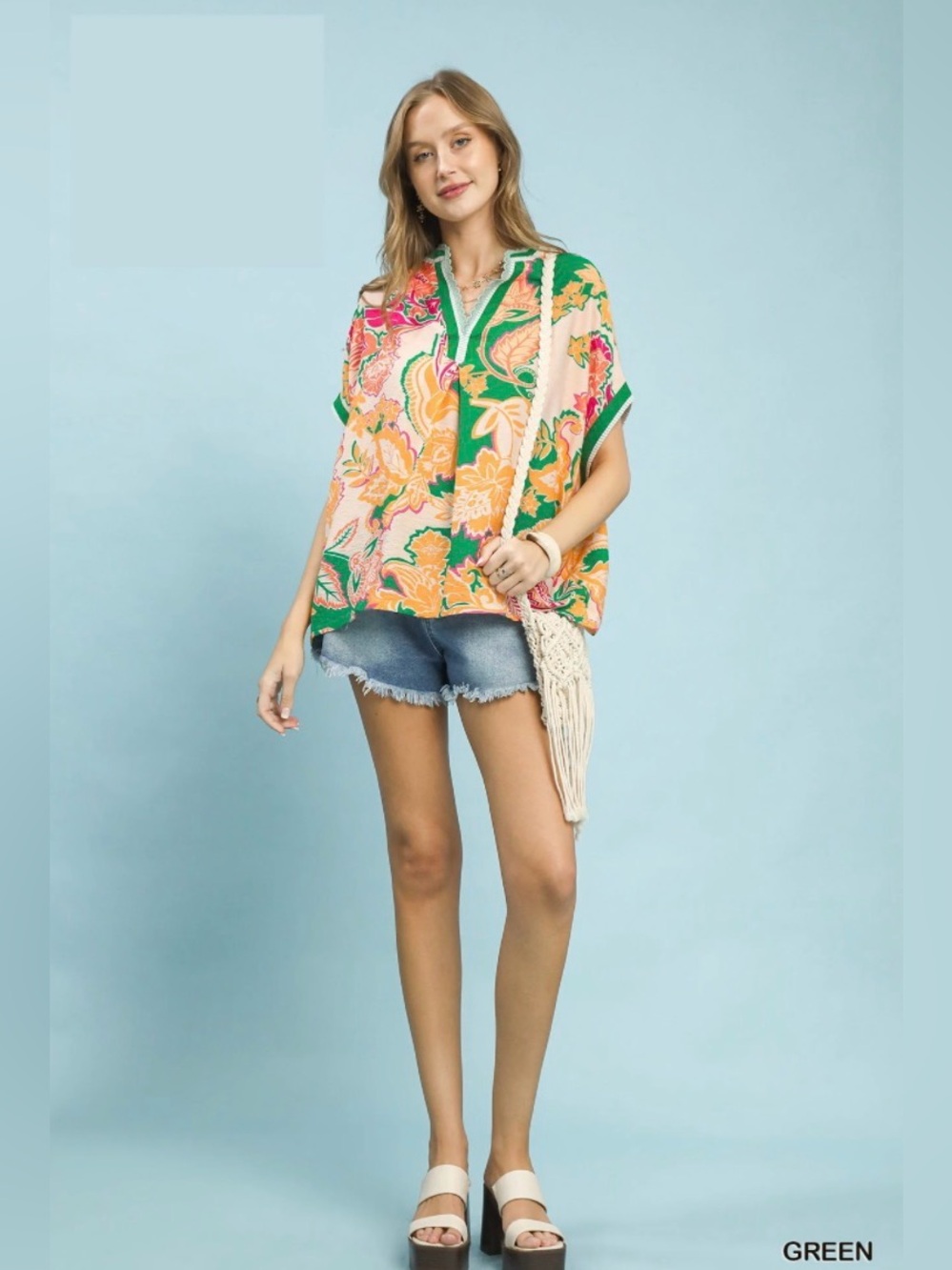Umgee Abstract Print Oversized Top | Green 🛍️